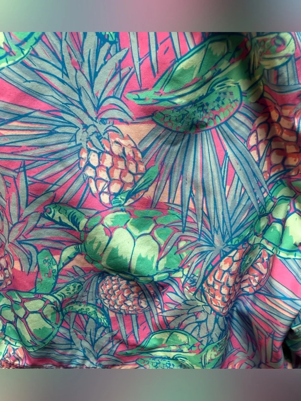 Vineyard Vines Pink & Teal Tropical Turtle Bathing Suit